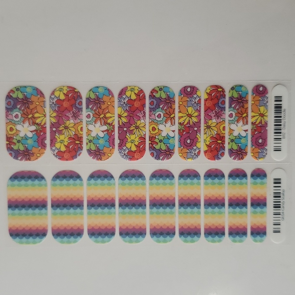 4/$20 Jamberry Candy Scallop 1/2 sheet & Daisy Doodle 1/2 sheet